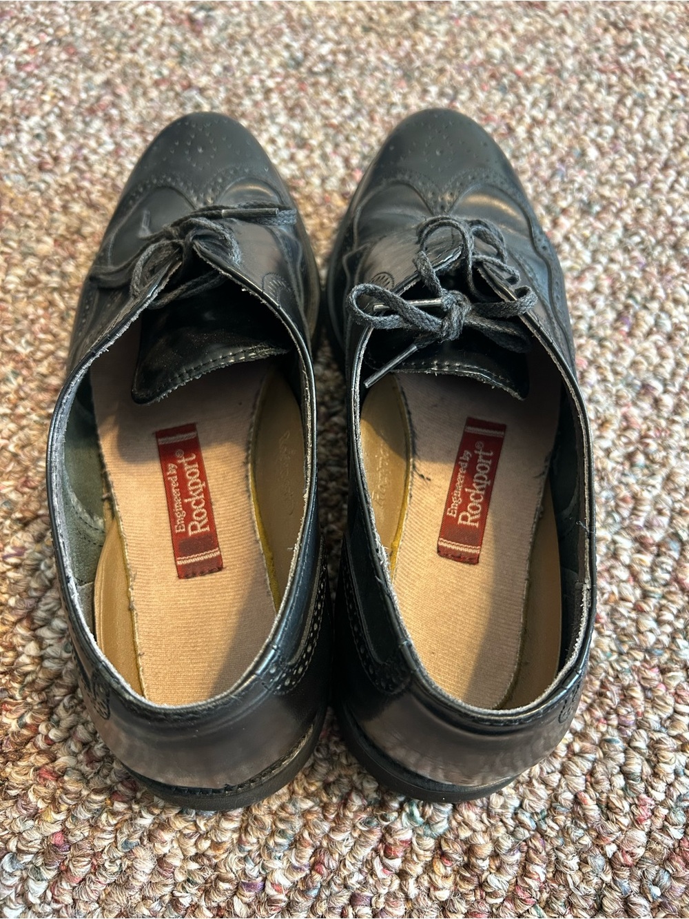 Rockport Black Leather Wingtip Oxford Dress Shoes - Picture 2 of 4